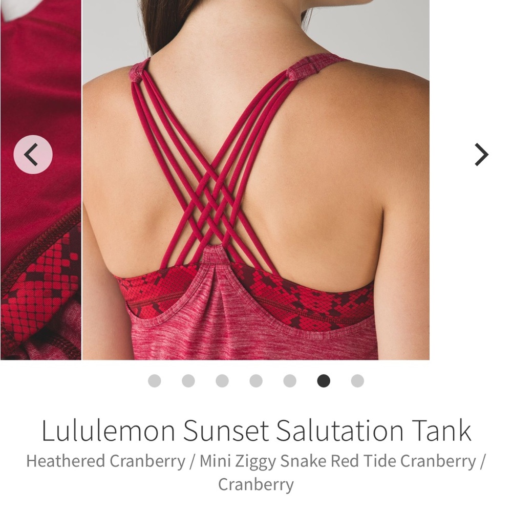 lululemon sz 8 Sunset Salutation Cranberry Strappy Back Tank top bra yoga gym - Picture 12 of 14